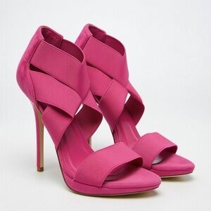 Zara Pink Elastic Strap Stiletto Heels | Size 36 (US 5.5–6) | Worn Once